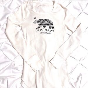 Old Navy White California Thermal Shirt, Women’s XS, Excellent!